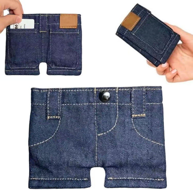 Pickoos Pocket Pants Mini jeans Wallet,Slim CompactBifold Pocket Purse,Portable Retro Pants StyleWallets,Funny Folding Card Holder with CardSlots,for Cards Keys or Cash, Small Travel Wallet