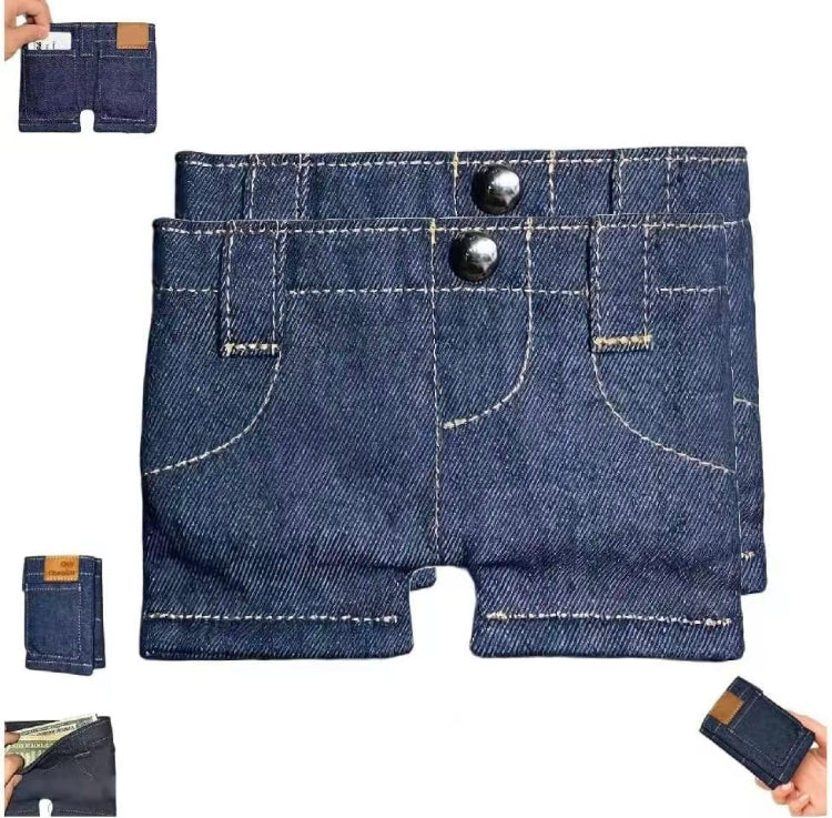 Pickoos Pocket Pants Mini jeans Wallet,Slim CompactBifold Pocket Purse,Portable Retro Pants StyleWallets,Funny Folding Card Holder with CardSlots,for Cards Keys or Cash, Small Travel Wallet
