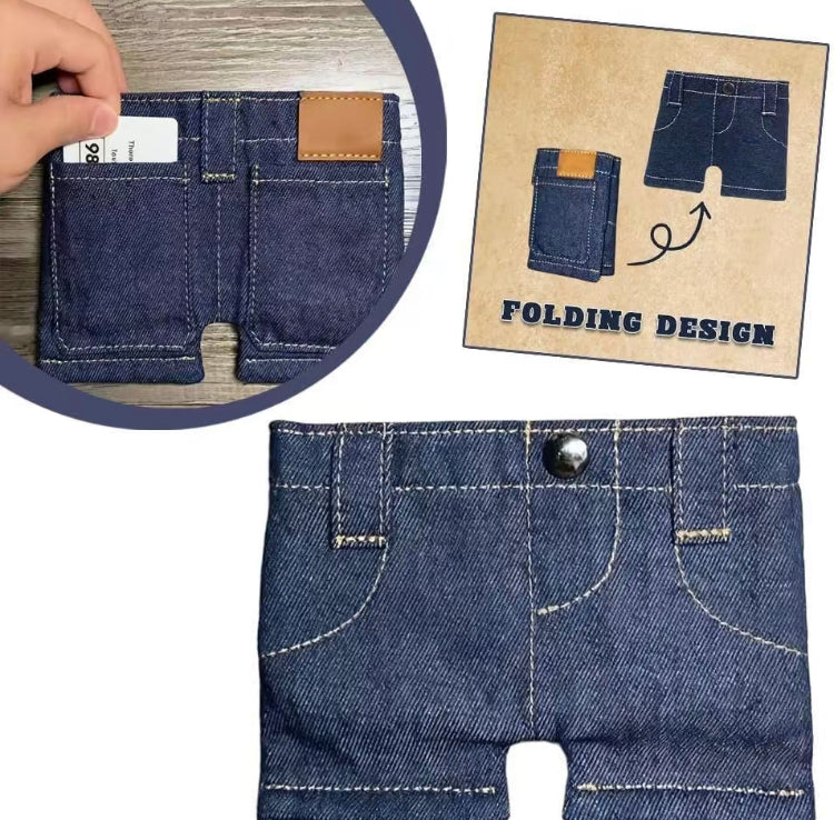 Pickoos Pocket Pants Mini jeans Wallet,Slim CompactBifold Pocket Purse,Portable Retro Pants StyleWallets,Funny Folding Card Holder with CardSlots,for Cards Keys or Cash, Small Travel Wallet