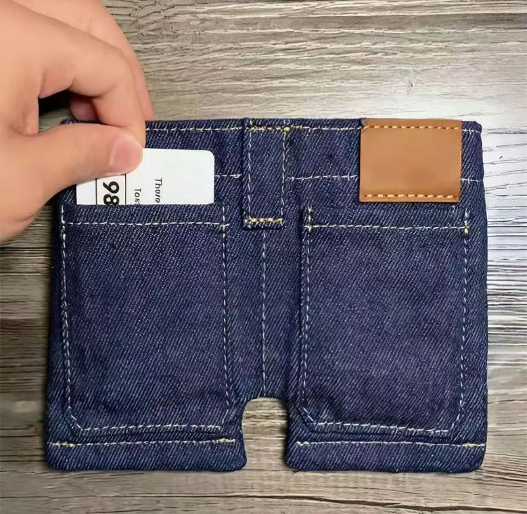 Pickoos Pocket Pants Mini jeans Wallet,Slim CompactBifold Pocket Purse,Portable Retro Pants StyleWallets,Funny Folding Card Holder with CardSlots,for Cards Keys or Cash, Small Travel Wallet